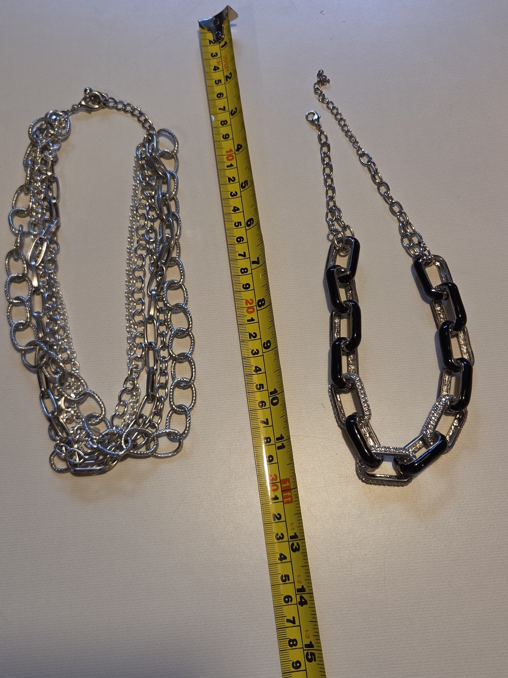 Silver and Black Chain Pendant Necklace Set Lot 8